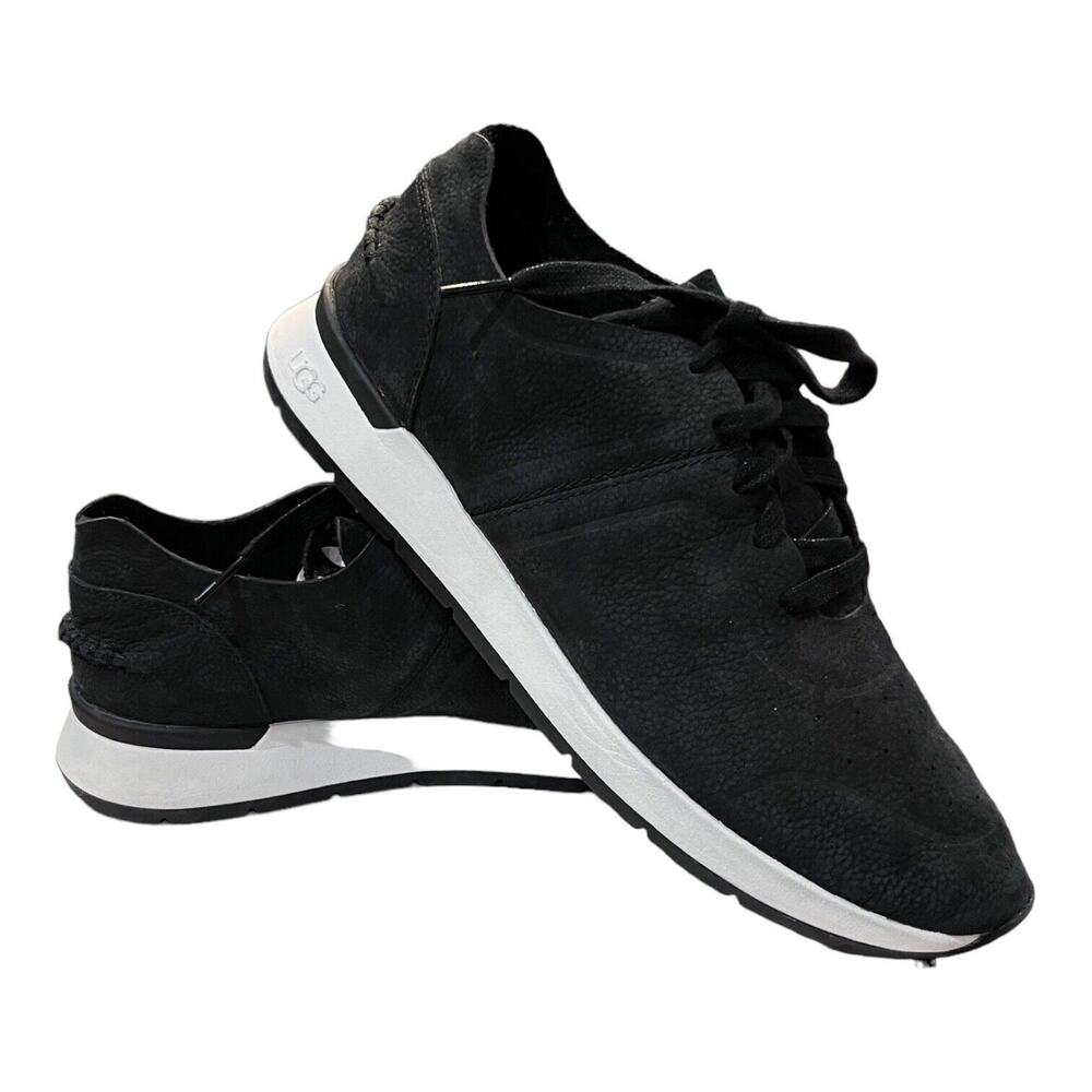 UGG Women's Adaleen Nubuck Leather Lace‎ Up Sneakers Trainers Black Size 10M EUC